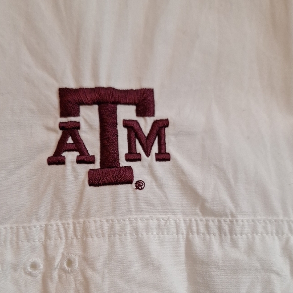 Columbia White Casual Button Down Shirt with Embroidered Logo Texas A&M SZ.XLG - Picture 2 of 12